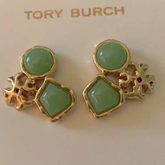 Tory Burch Roxanne Swirl mint cluster stud earrings - Picture 5 of 5